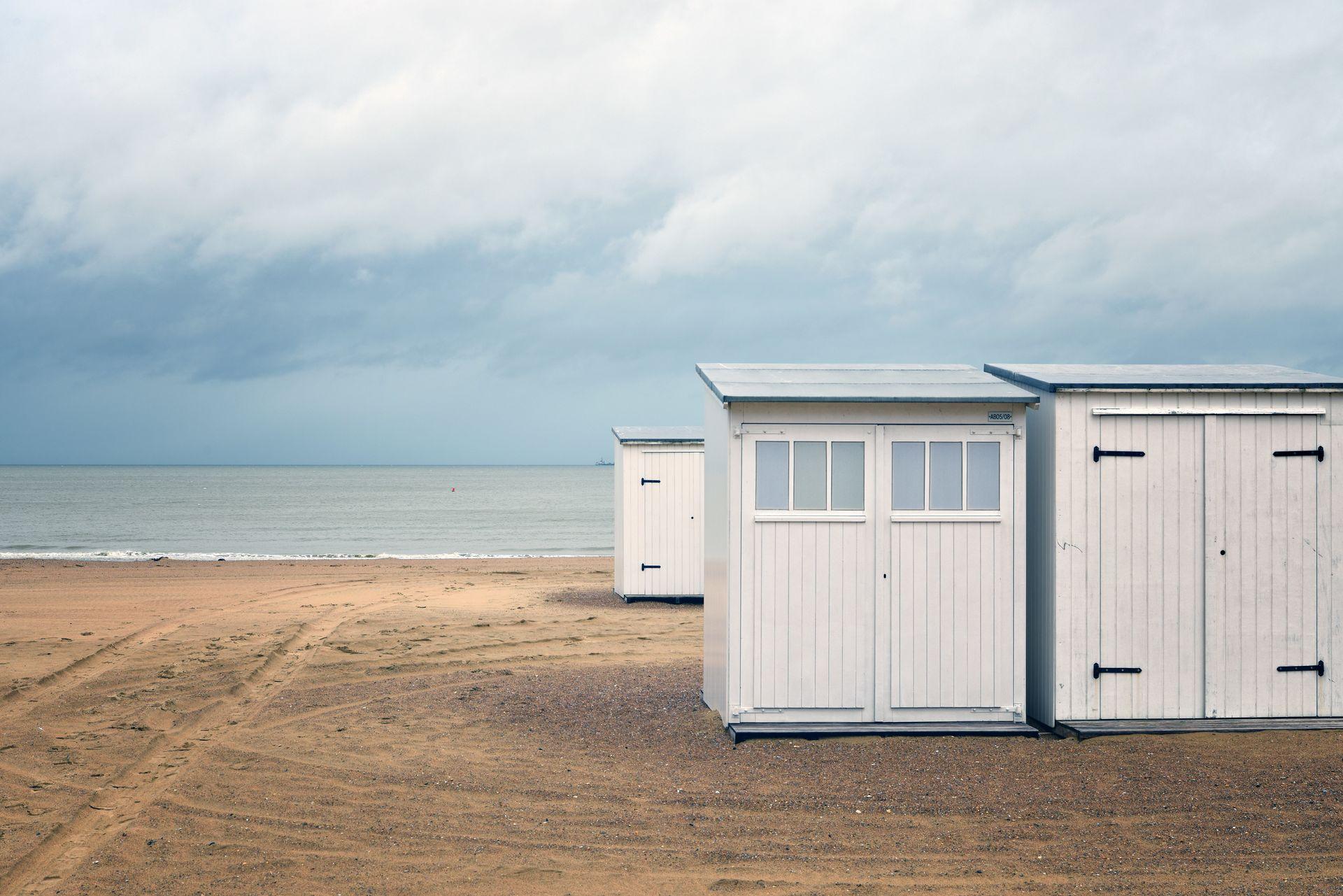 Strandcabines aan de Belgische kust